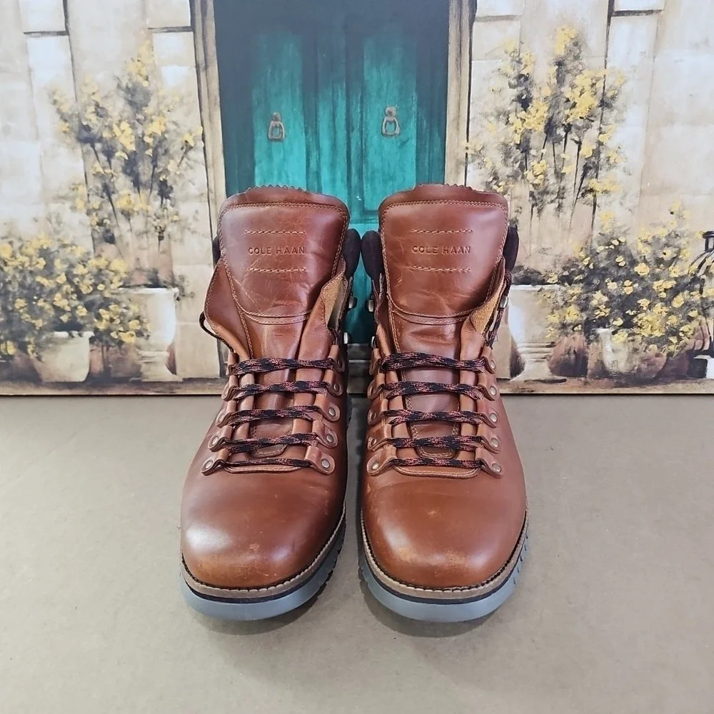 Cole Haan Zerogrand Mens Boots Waterproof British Tan Leather Sz 11.5 M C30405‎